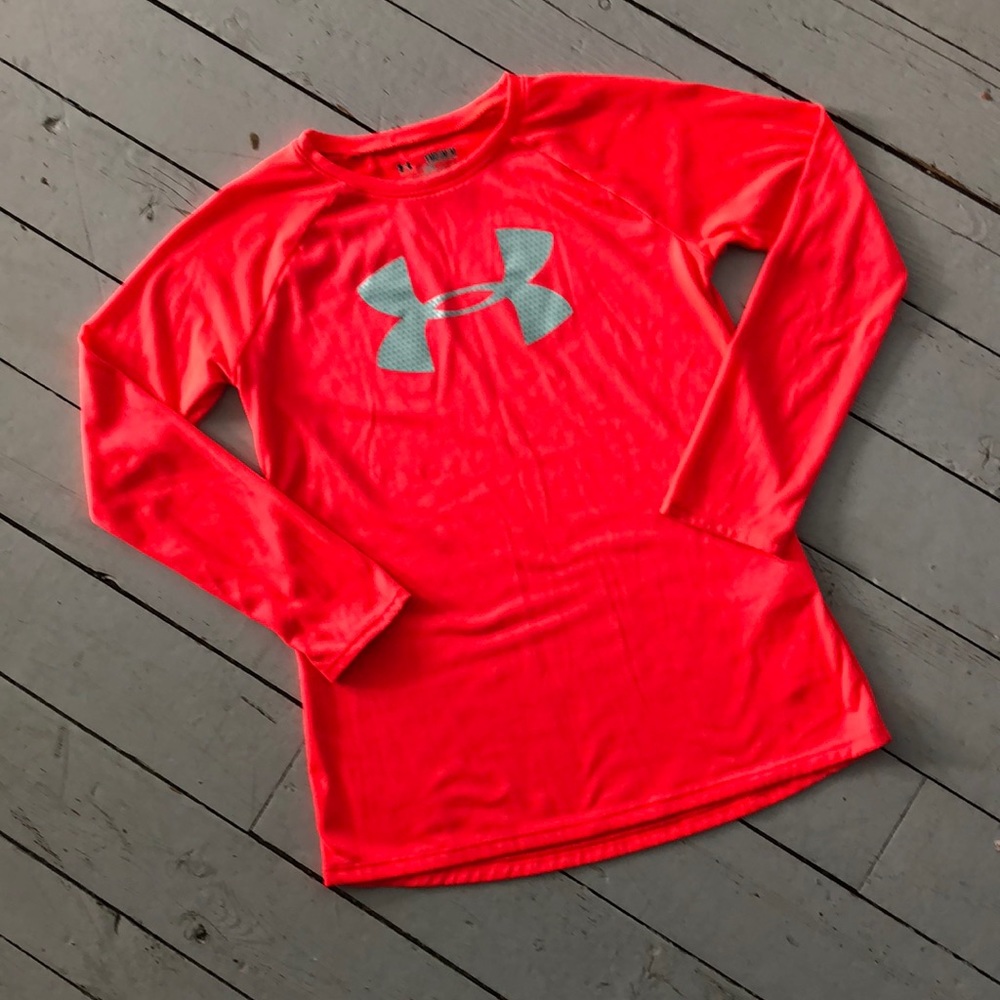 Under Armor Girls Cold Gear Neon Pink Tee M